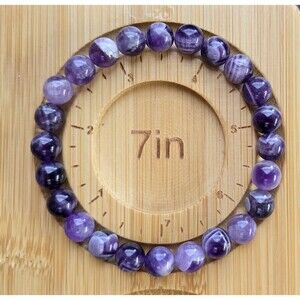 7 inch 8mm Natural Cape Amethyst, Amethyst, Stretch Bracelet Hand Made US